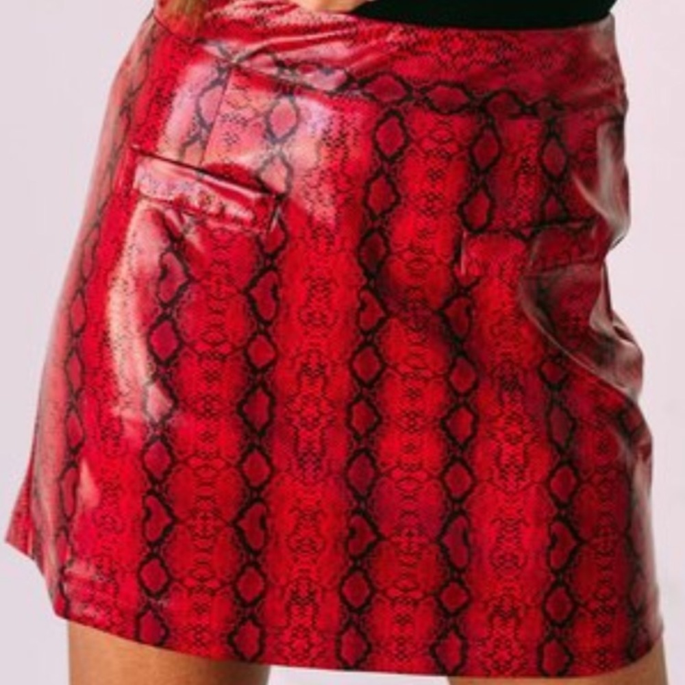 Red and Black Snakeskin Skirt From These Three